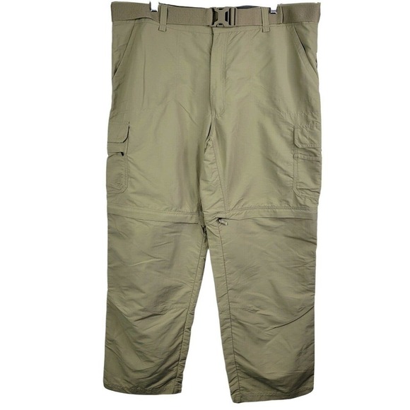New Cabelas 40X30 Convertible Zip-Off Hiking Pants Beige Cargo Outdoor Nylon - Picture 1 of 9